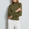 Elie Tahari Smocked Turtleneck Knit -ELIE TAHARI Sales E956X502 WILLOWGREEN SMOCKEDT NECKKNIT 2front 3697