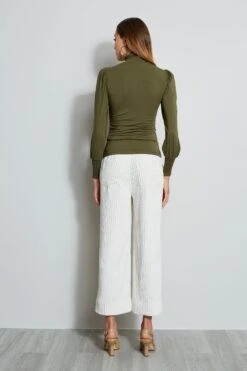 Elie Tahari Smocked Turtleneck Knit -ELIE TAHARI Sales E956X502 WILLOWGREEN SMOCKEDT NECKKNIT 3Back 3691