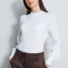 Elie Tahari Scallop Mock Neck Sweater
