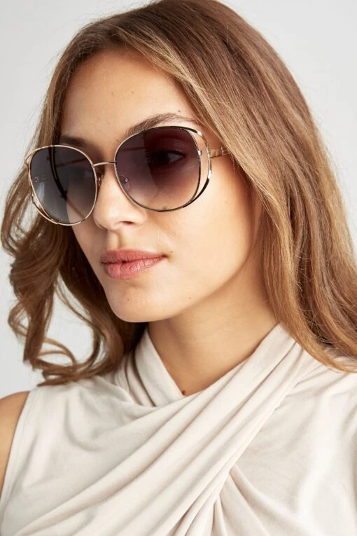 Elie Tahari Metal Round -ELIE TAHARI Sales EL259 Rose Gold Tortoise