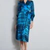 Elie Tahari Silk Cubist Plaid Wrap Dress -ELIE TAHARI Sales EN036602 PERSIANBLUE 1HERO 841