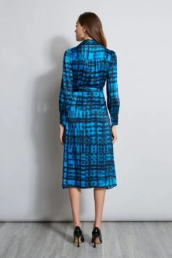 Elie Tahari Silk Cubist Plaid Wrap Dress -ELIE TAHARI Sales EN036602 PERSIANBLUE 3BACK 856