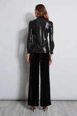 Elie Tahari Sequin Button Down Shirt -ELIE TAHARI Sales EN049202 BLACK EN043502 BLACK 3BACK 353