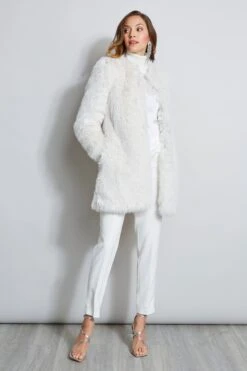Elie Tahari Faux Toscana Sherling Coat -ELIE TAHARI Sales EN087212 FOAM EN024402 WHITE ER0X5512 WAX 2FRONT 261