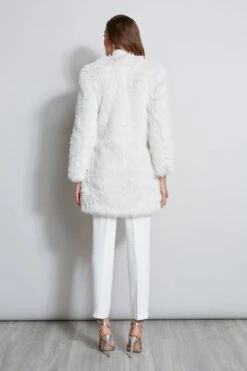 Elie Tahari Faux Toscana Sherling Coat -ELIE TAHARI Sales EN087212 FOAM EN024402 WHITE ER0X5512 WAX 3BACK 108
