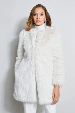 Elie Tahari Faux Toscana Sherling Coat