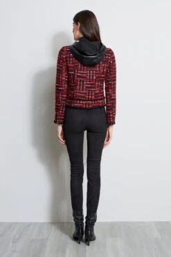 Elie Tahari Hooded Tweed Jacket -ELIE TAHARI Sales ER019102 BLACK 3BACK 051