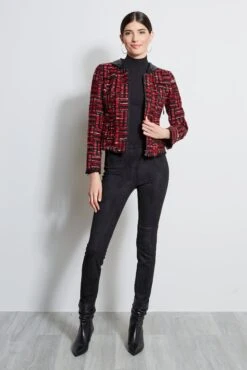 Elie Tahari Hooded Tweed Jacket -ELIE TAHARI Sales ER019102 BLACK 3BACK 061