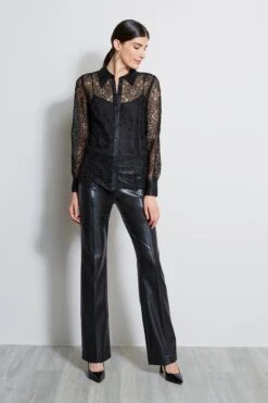 Elie Tahari Lace Button Up Shirt -ELIE TAHARI Sales ER03J502 BLACK 1HERO 463