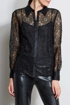 Elie Tahari Lace Button Up Shirt -ELIE TAHARI Sales ER03J502 BLACK 1HERO 463. jpg