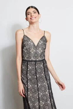 Elie Tahari Floral Lace Midi Dress -ELIE TAHARI Sales ER03J602 2FRONT 1244