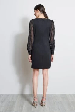 Elie Tahari Metallic Sleeve Shift Dress -ELIE TAHARI Sales ER06D612 BLACK 3BACK 2531