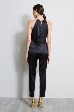 Elie Tahari Silk Satin Chain Halter Shirt -ELIE TAHARI Sales ER07G502 BLACK 3BACK 149