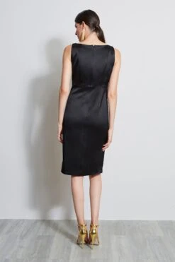 Elie Tahari Satin Cowl Neck Dress -ELIE TAHARI Sales ER07J602 BLACK 3BACK 2171