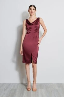Elie Tahari Satin Cowl Neck Dress