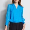 Elie Tahari Silk Contour Pleated Blouson Shirt