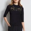 Elie Tahari Lace Applique Mock Sweater -ELIE TAHARI Sales ER087202 BLACK EN5XB502 BLACK 1HERO 731