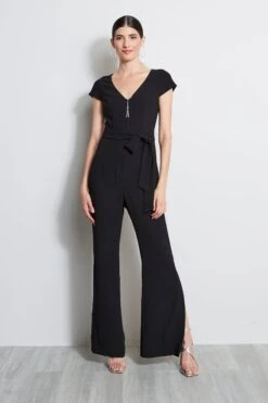 Elie Tahari Chain Side Slit Jumpsuit