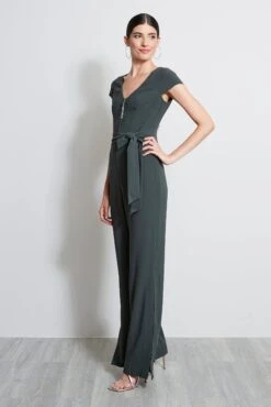 Elie Tahari Chain Side Slit Jumpsuit -ELIE TAHARI Sales ER087622 CAMOFLAUGE 1HERO 2455