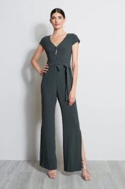 Elie Tahari Chain Side Slit Jumpsuit