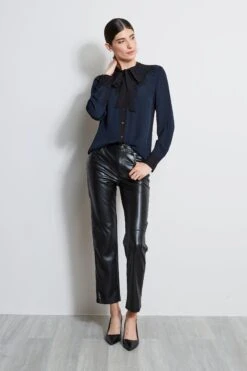 Elie Tahari Silk Lace Tie Shirt -ELIE TAHARI Sales ER10N502 STARGAZER 1HERO 732