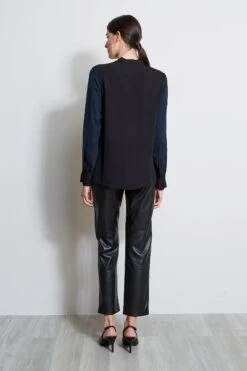 Elie Tahari Silk Lace Tie Shirt -ELIE TAHARI Sales ER10N502 STARGAZER 3BACK 764