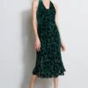 Elie Tahari Burn Out Velvet Halter Dress
