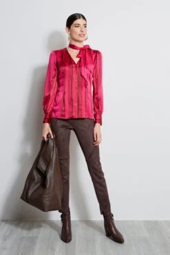 Elie Tahari Silk Echo Stripe Tie Shirt -ELIE TAHARI Sales ER146502 MULTI 1HERO 1884