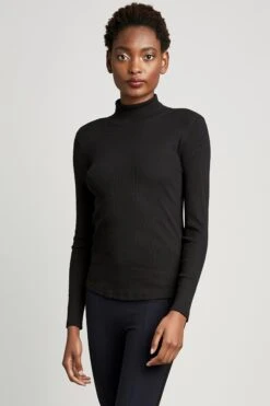 Mock Neck Long Sleeve Ribbed Knit