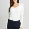 U-Neck Bodysuit -ELIE TAHARI Sales ETR15110 SKY WHITE 2FRONT 0933