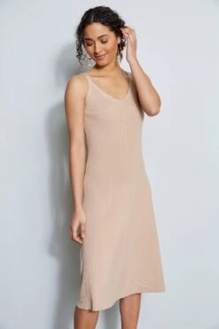 Ribbed Midi Dress -ELIE TAHARI Sales ETR21160 PEBBLESTEP 2FRONT 027