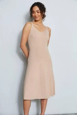 Ribbed Midi Dress -ELIE TAHARI Sales ETR21160 PEBBLESTEP 2FRONT 031