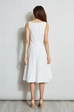 Cotton Eyelet Tie Dress 11 Cotton Eyelet Tie Dress -ELIE TAHARI Sales ETR21175 LACEDRESS WHITE 3BACK 1563