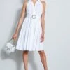 Pleated Shirt Dress -ELIE TAHARI Sales ETR21300 SKYWHITE DRESS 1HERO 1022