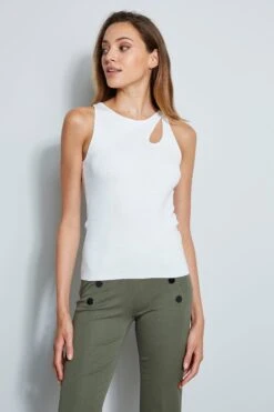 Cross Strap Sweater Tank -ELIE TAHARI Sales ETR21345 SKYWHITE TOP 2FRONT 374