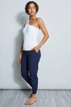 One Shoulder Top -ELIE TAHARI Sales ETR21349 ONESHOULDERKNIT skywhite 1HERO 888