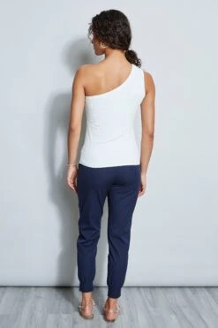 One Shoulder Top -ELIE TAHARI Sales ETR21349 ONESHOULDERKNIT skywhite 3BACK 917