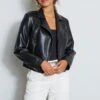 Vegan Leather Moto Jacket 2 Vegan Leather Moto Jacket -ELIE TAHARI Sales ETR22448 VEGANLEATHERMOTOJACKETWITHFRONTZIPPOCKETS NOIR 2FRONT 2354 1