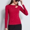 Long Sleeve Cut Out Rib Knit -ELIE TAHARI Sales ETR22469 NOVELTYCUTOUTRIBOULLOVERLSTOP WOMEN STOP 2front 3436 bc5dcfe2 dcd3 4102 8b04 4c98095f5912