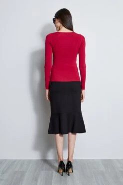 Long Sleeve Cut Out Rib Knit -ELIE TAHARI Sales ETR22469 NOVELTYCUTOUTRIBOULLOVERLSTOP WOMEN STOP 3BACK 2092