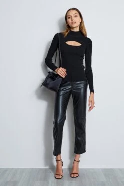 Long Sleeve Mock Neck Keyhole Sweater 8 Long Sleeve Mock Neck Keyhole Sweater -ELIE TAHARI Sales ETR22496 MOCKNECKPULLOVERWITHFRONTCUTOUTDETAIL 1HERO 2112