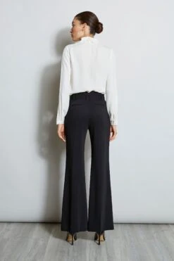 Elie Tahari Silk Ruffle Neck Shirt -ELIE TAHARI Sales ETR22585 Noir E810N502 FreshPearl 3BACK 1501