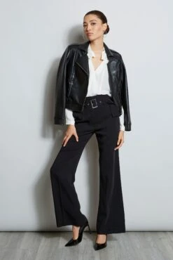 Elie Tahari Silk Ruffle Neck Shirt -ELIE TAHARI Sales ETR22585 Noir E810N502 FreshPearl 4styling 0864