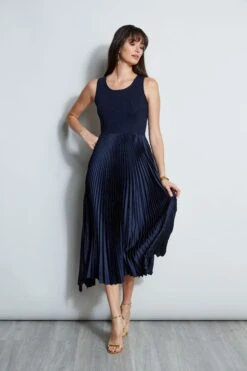 Pleated Midi Dress -ELIE TAHARI Sales ETR22596 PEACOAT 1Hero 1982