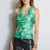 Elie Tahari Vintage Floral Halter Top -ELIE TAHARI Sales ETR22658 NOIR EN045512 FOREST 2FRONT 256