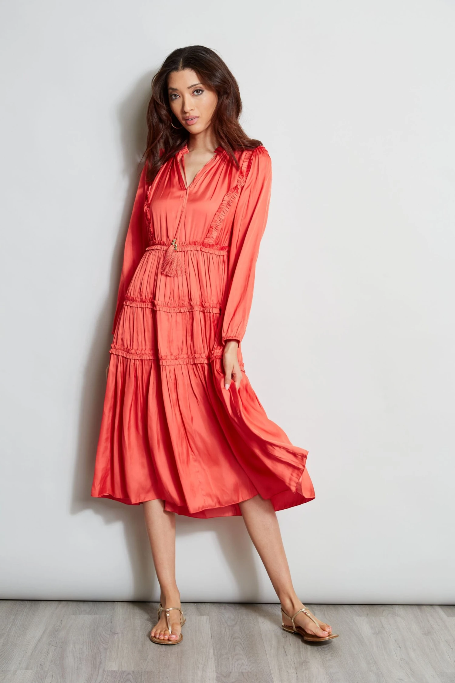 Long Sleeve Ruffle Midi Dress 2 Long Sleeve Ruffle Midi Dress