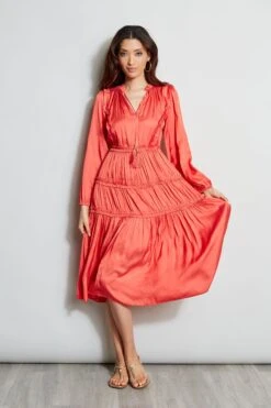 Long Sleeve Ruffle Midi Dress 10 Long Sleeve Ruffle Midi Dress -ELIE TAHARI Sales ETR22735 WILDFLOWER 1Hero 562