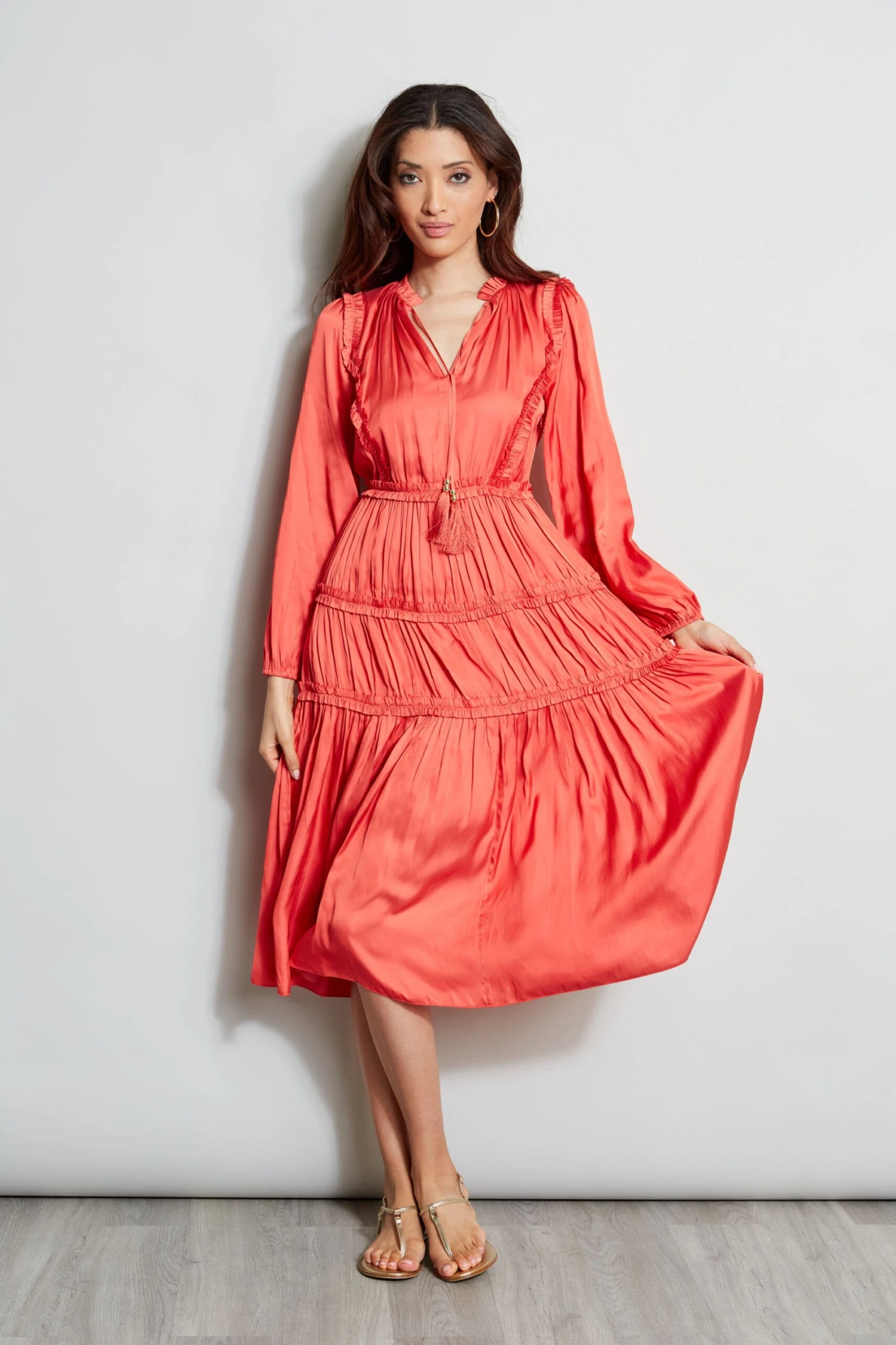 Long Sleeve Ruffle Midi Dress 5 Long Sleeve Ruffle Midi Dress - Image 4