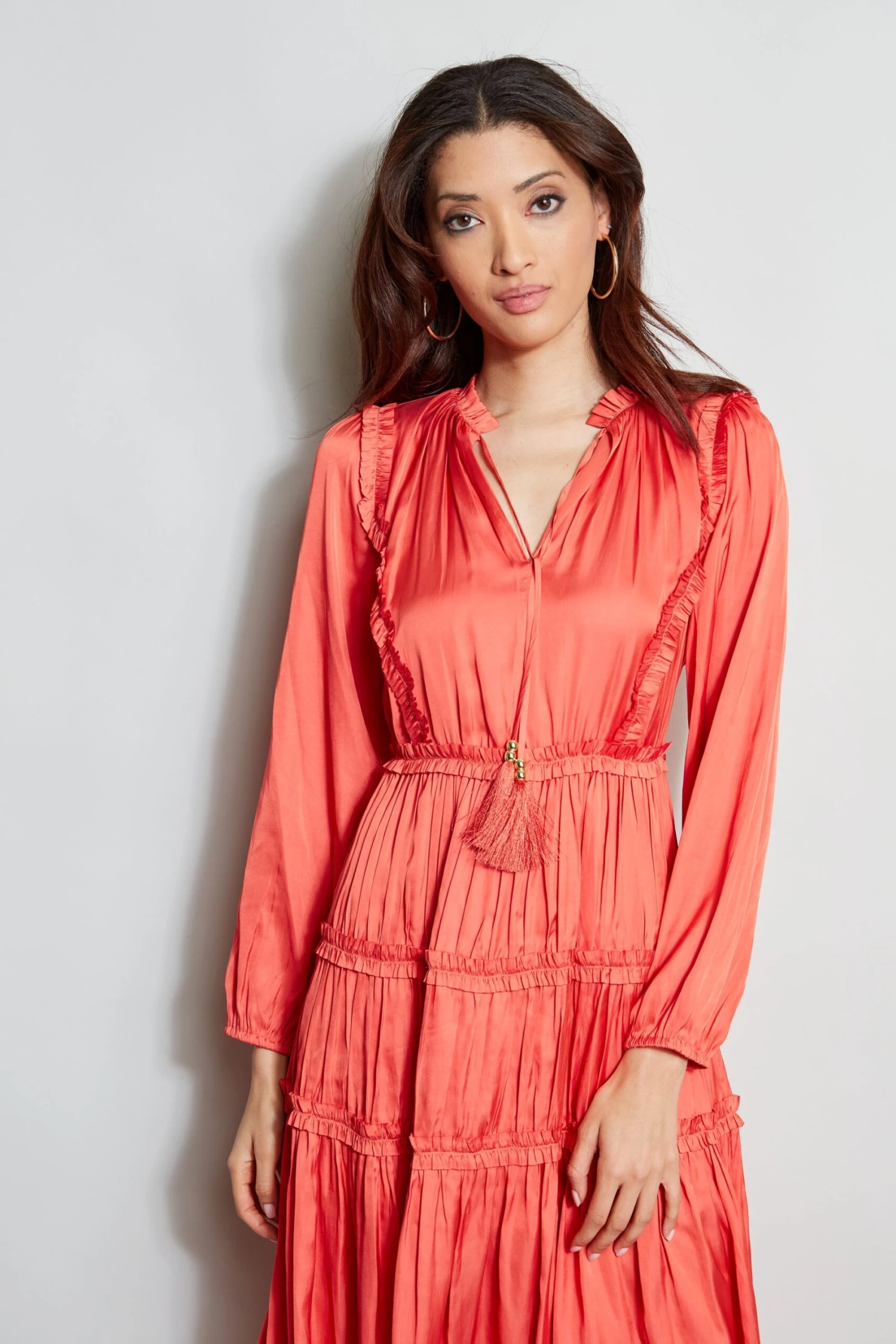 Long Sleeve Ruffle Midi Dress 4 Long Sleeve Ruffle Midi Dress - Image 3