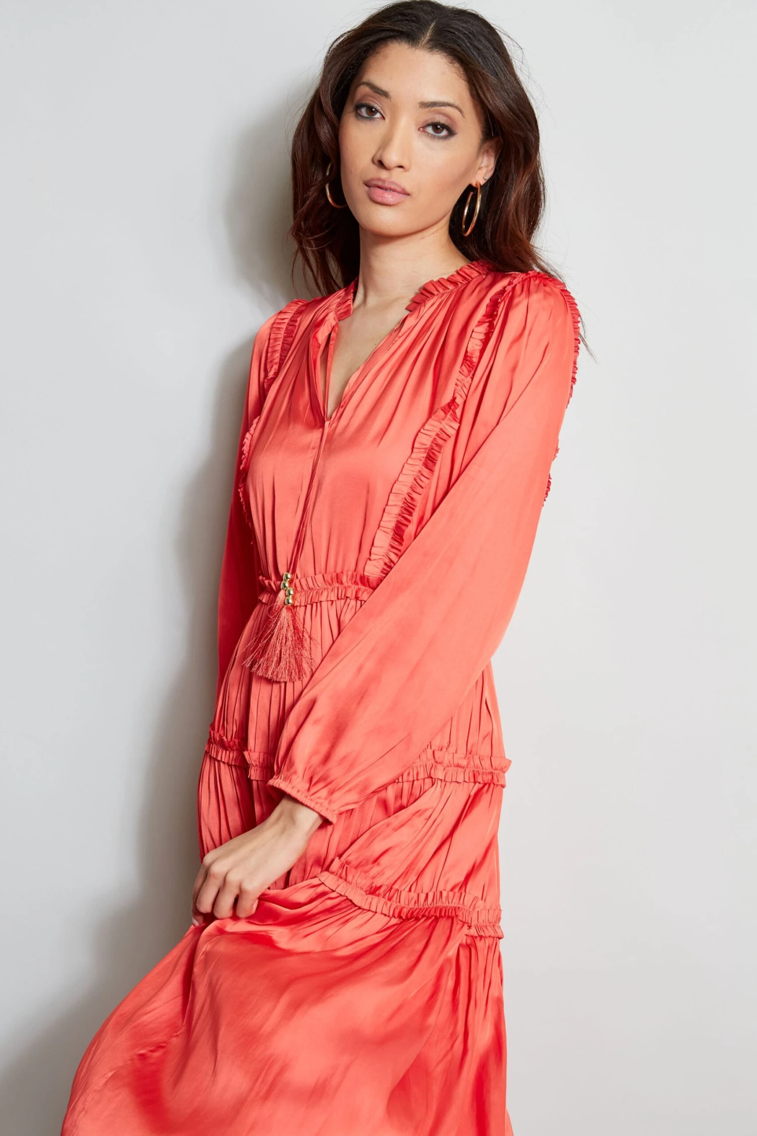 Long Sleeve Ruffle Midi Dress 3 Long Sleeve Ruffle Midi Dress - Image 2